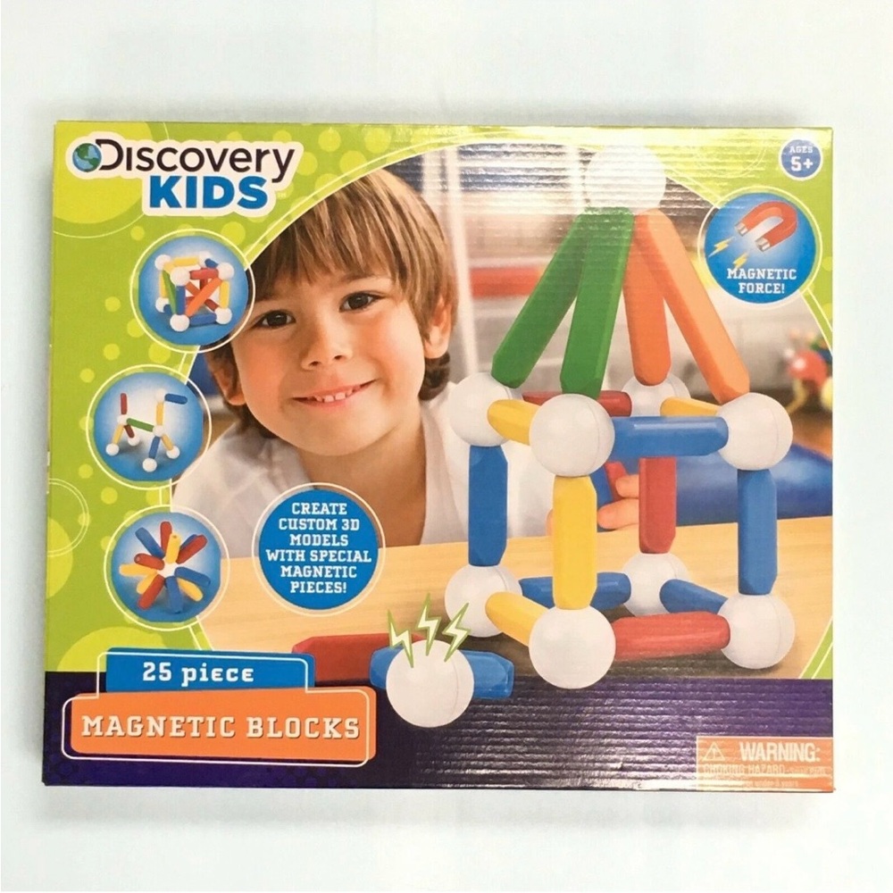 Discovery Kids 25 PC Magnetic Colorful Building Block Set for Kids